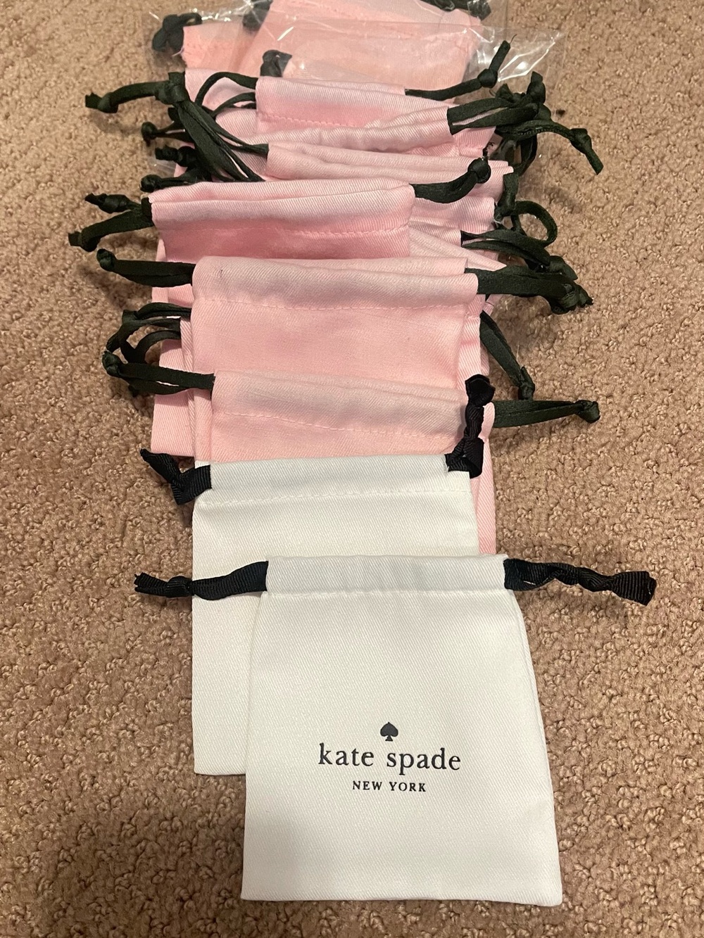 kate spade Pink and White Drawstring Jewelry Pouches - Picture 2 of 3